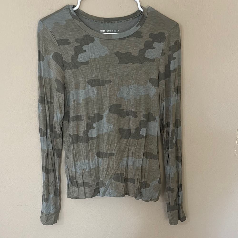 American Eagle Outfitters Gray Ribbed Long Sleeve Hoodie